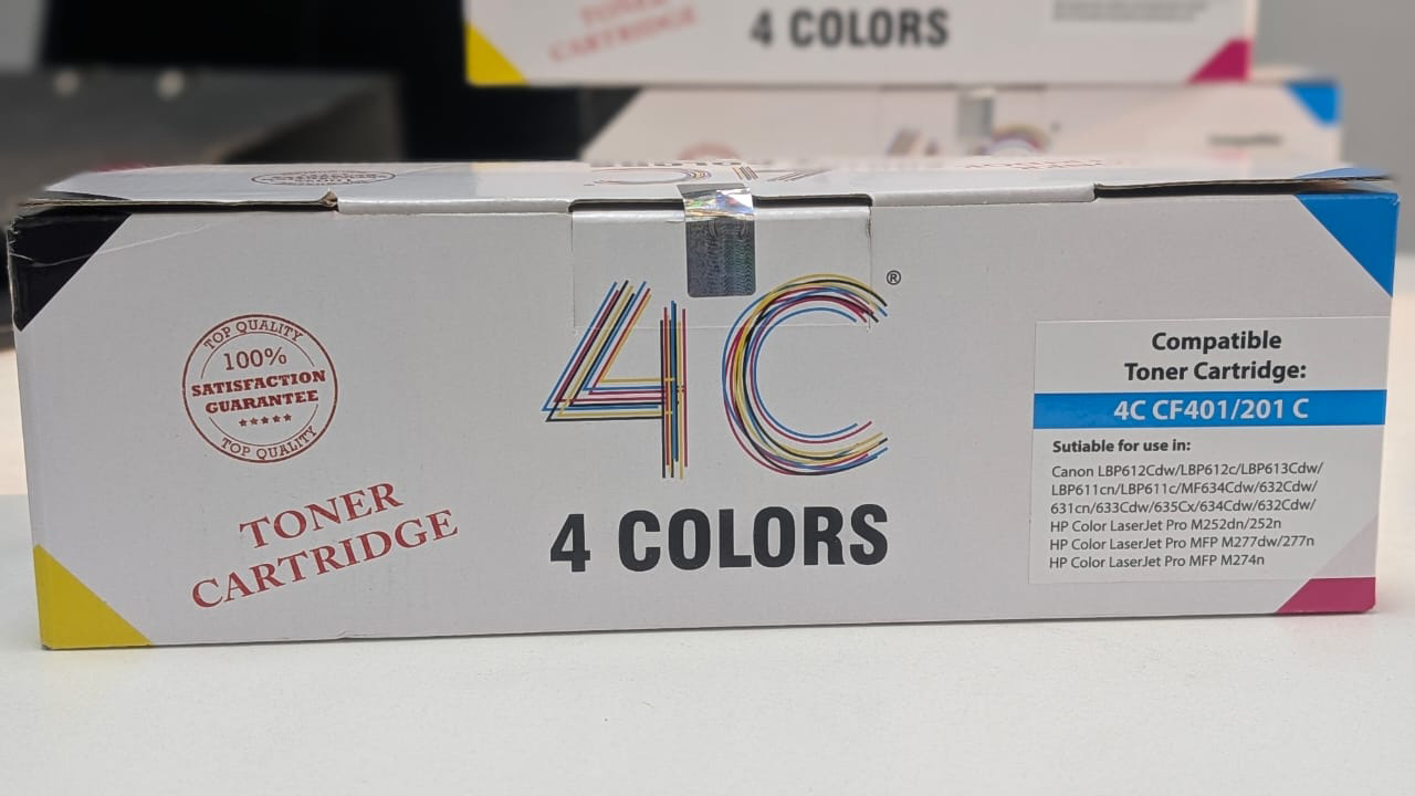 4C CF401A Cyan Toner Cartridge – High Yield, OEM Compatible, Genuine Replacement for Printers, High Yield, Vivid Color Output